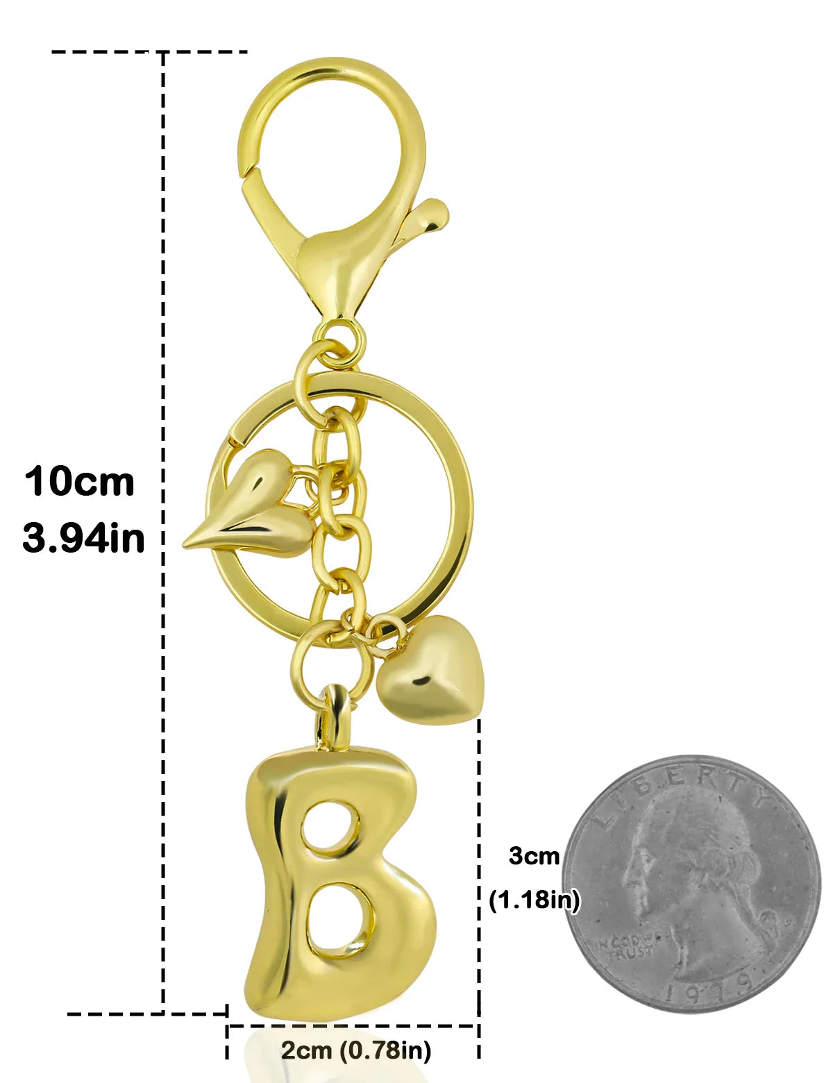 Personalized Keychain Gold Bubble Letter Bag Charm Gift B - Tophatter Daily Deals