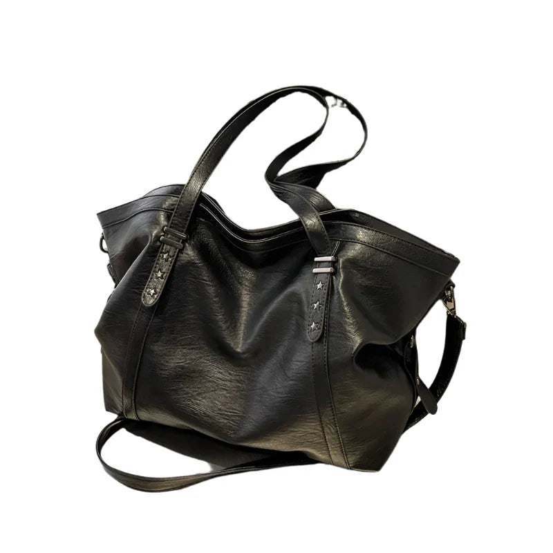 Leather Womens Tote Shoulder Crossbody Bag (Black) Apparel & Accessories > Handbags, Wallet's & Cases > Handbags > Shopper Bags - Tophatter Daily Deals