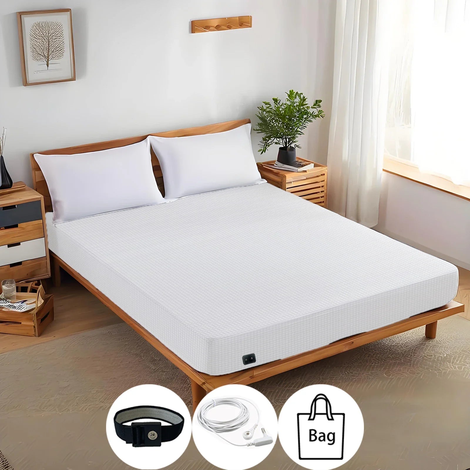 Earthing Fitted Sheet Ten Percent Silver Fiber Grounding 137x203cm - Tophatter Daily Deals