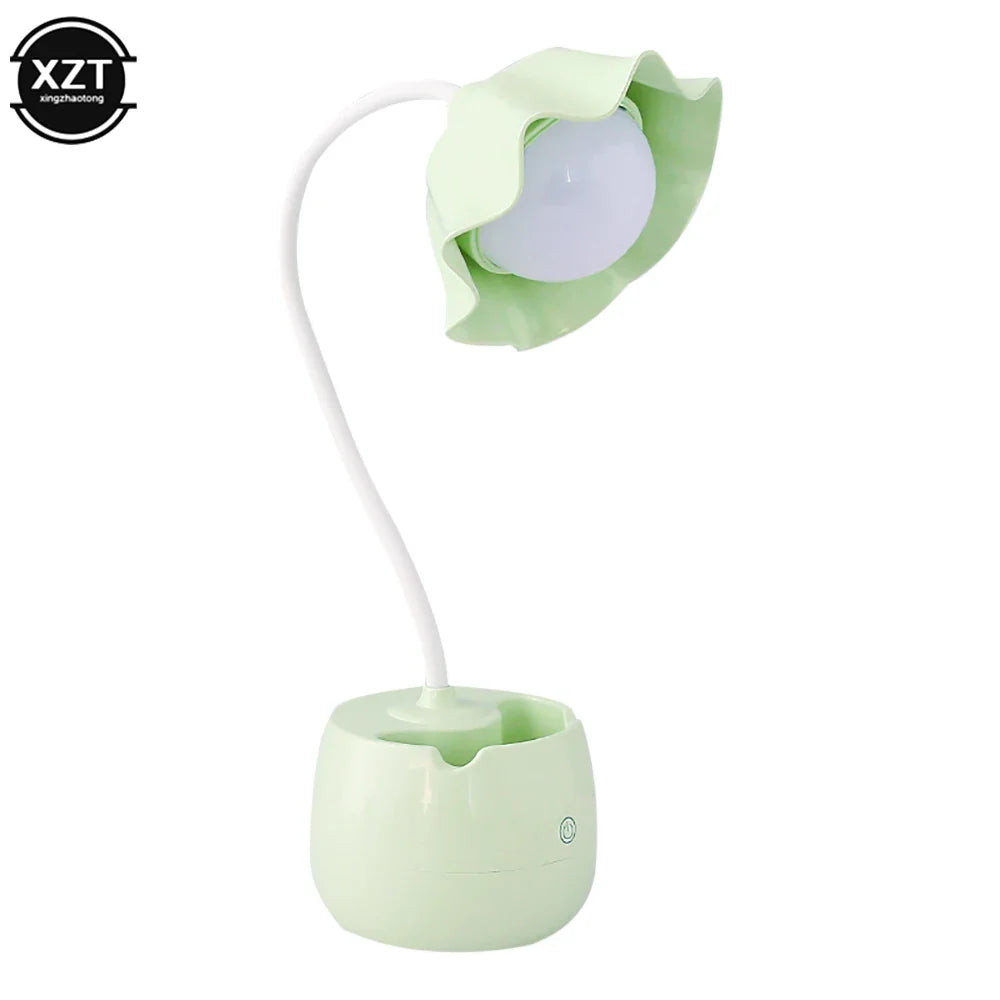 Flower LED Night Light Pen Pot Holder Lamp Pink Green Flowers - Tophatter Daily Deals