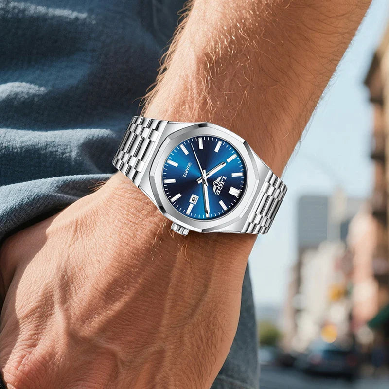 Quartz Watch Stainless Steel Waterproof Luminous Wristwatch - Tophatter Daily Deals