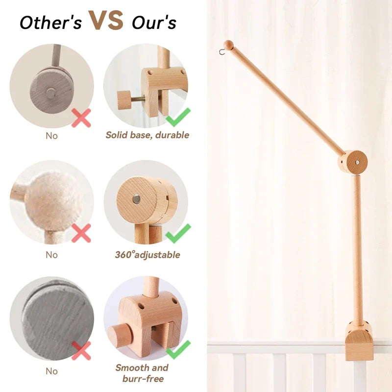 Wooden Baby Mobile Crib Arm Holder Newborn Sensory Toys - Tophatter Daily Deals