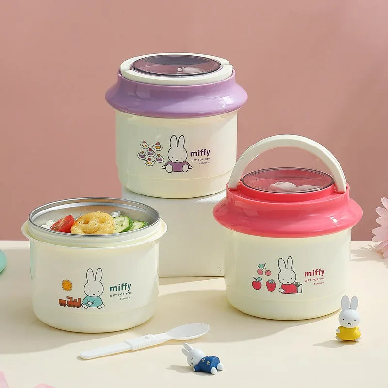 Miffy Round Double Stainless Steel Insulated Lunch Box 900ml Animals - Tophatter Daily Deals
