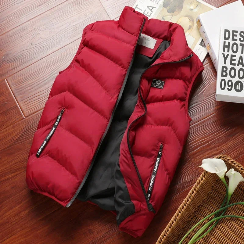 Warm Men’s Puffer Vest - Short Quilted, Polyester, Winter - Tophatter Daily Deals