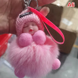 Pompom Sleeping Baby Keychain Plush Bag Charm Cute Gift A6 - Tophatter Daily Deals