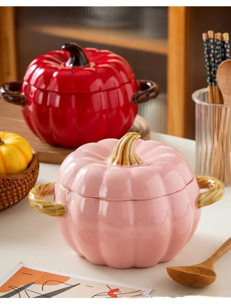 Pumpkin Soup Pot 1.4L Ceramic Bowl With Lid Halloween - Tophatter Daily Deals