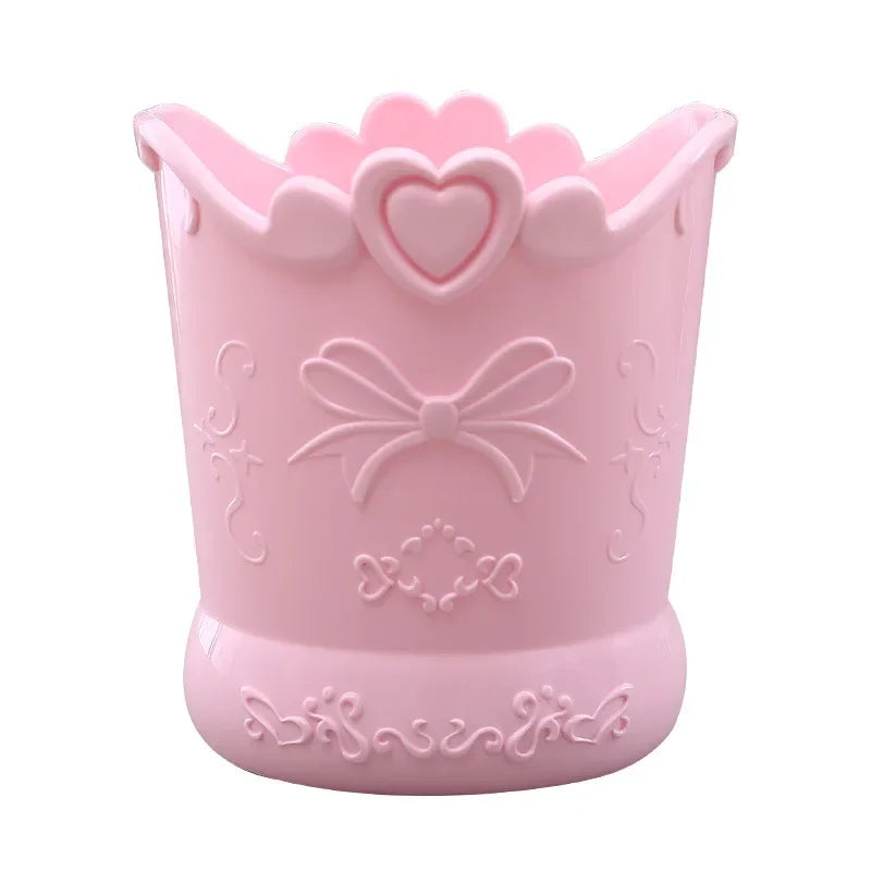 Floral Heart Pen Pot Organiser Tub Holder - Pink, Lilac, Blue Pink Flowers - Tophatter Daily Deals