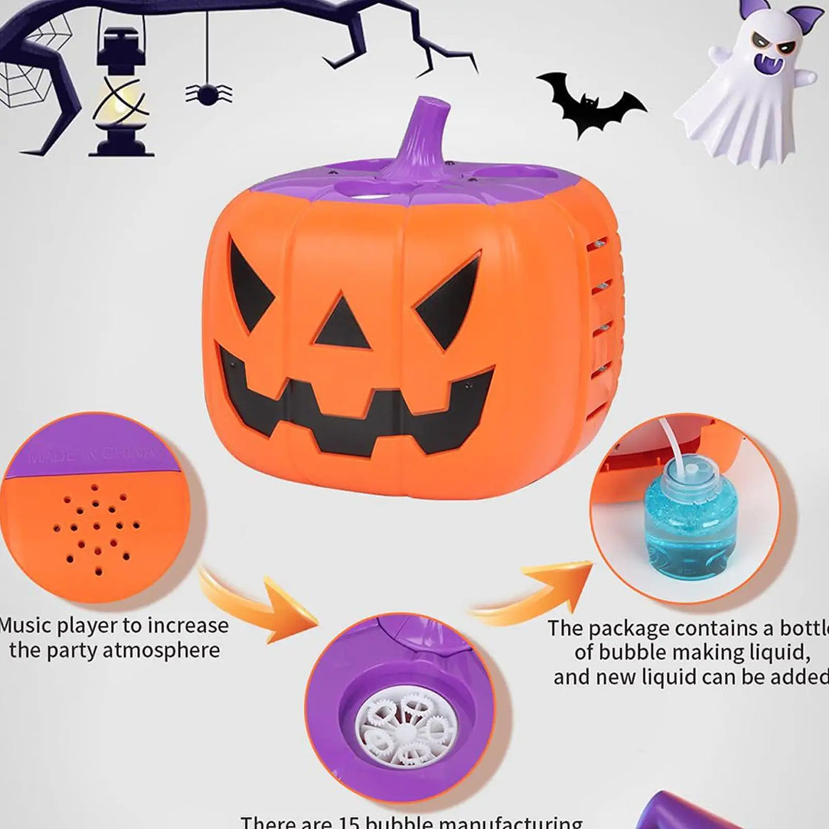Pumpkin Bubble Machine Halloween 2025 With Lights Sound - Tophatter Daily Deals
