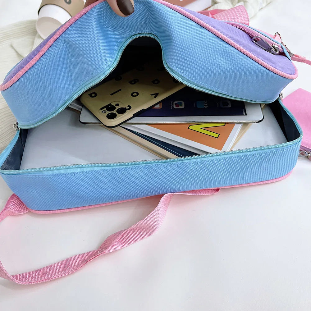 Heart PU Leather Laptop Bag Pastel Handbag Top Handle Japanese Style School Bag - Tophatter Daily Deals