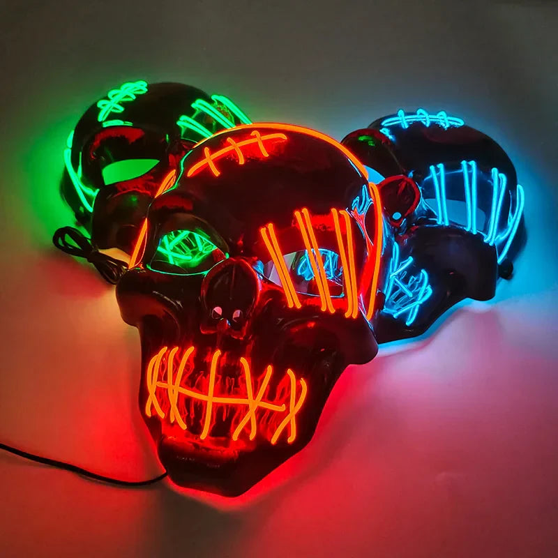 LED Glowing Skull Mask Full Face Halloween 2025 Cosplay - Tophatter Daily Deals