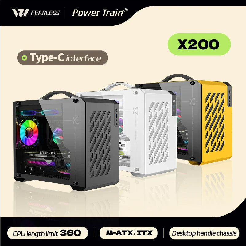 Mini ITX Case Glass Side 240mm Watercooling Portable - Tophatter Daily Deals