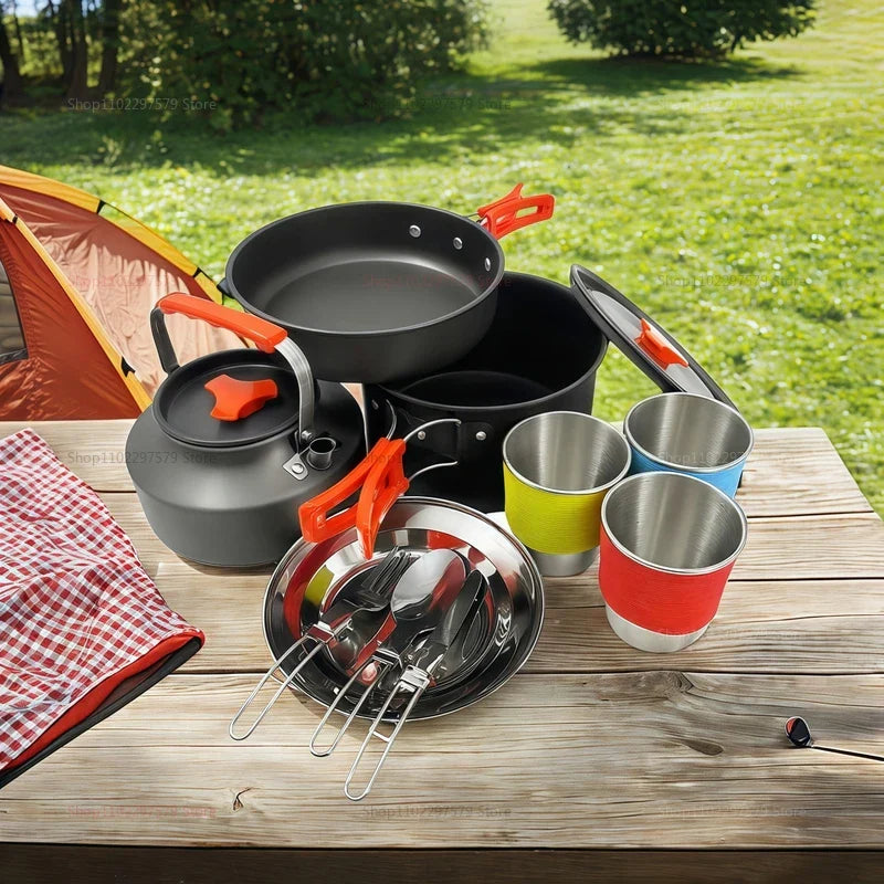 Pot Kettle Camping Cookware Set Grey Camp Cooking - Tophatter Daily Deals