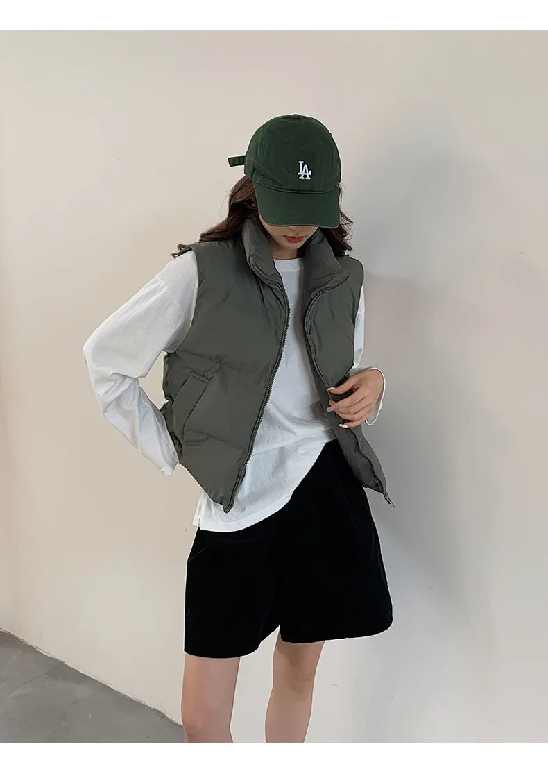 Lightweight Women's Down Vest - Cropped Boxy, Duck Fill - Tophatter Daily Deals