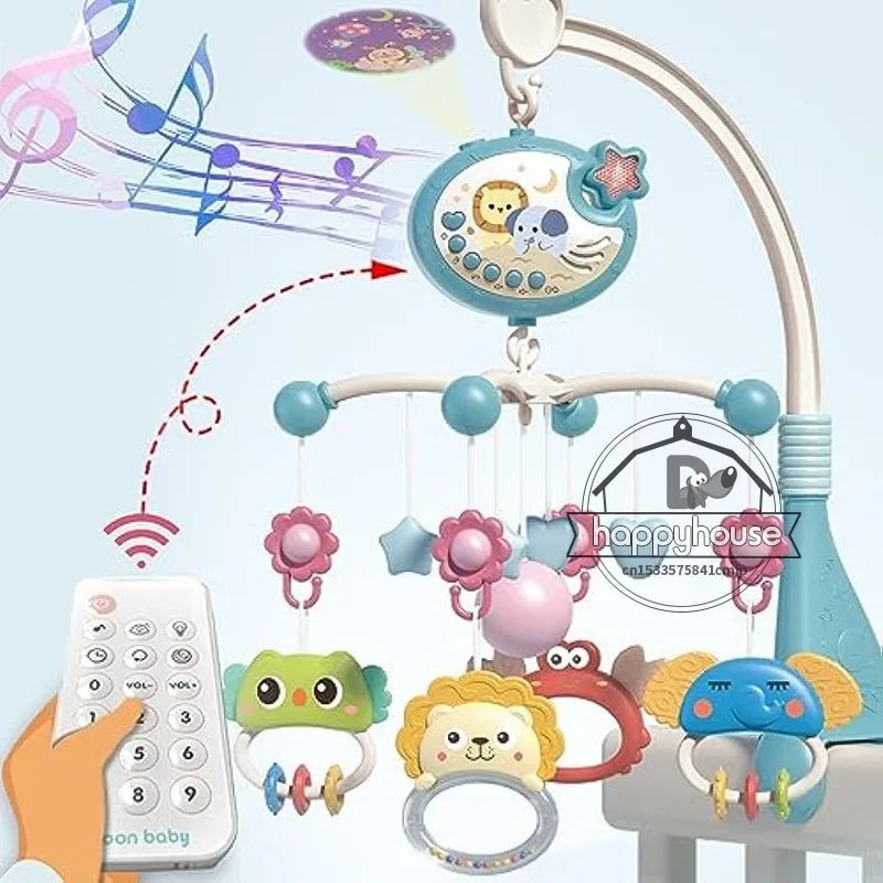 Musical Crib Mobile Newborn Sensory Toys Light Projector stars-blue - Tophatter Daily Deals