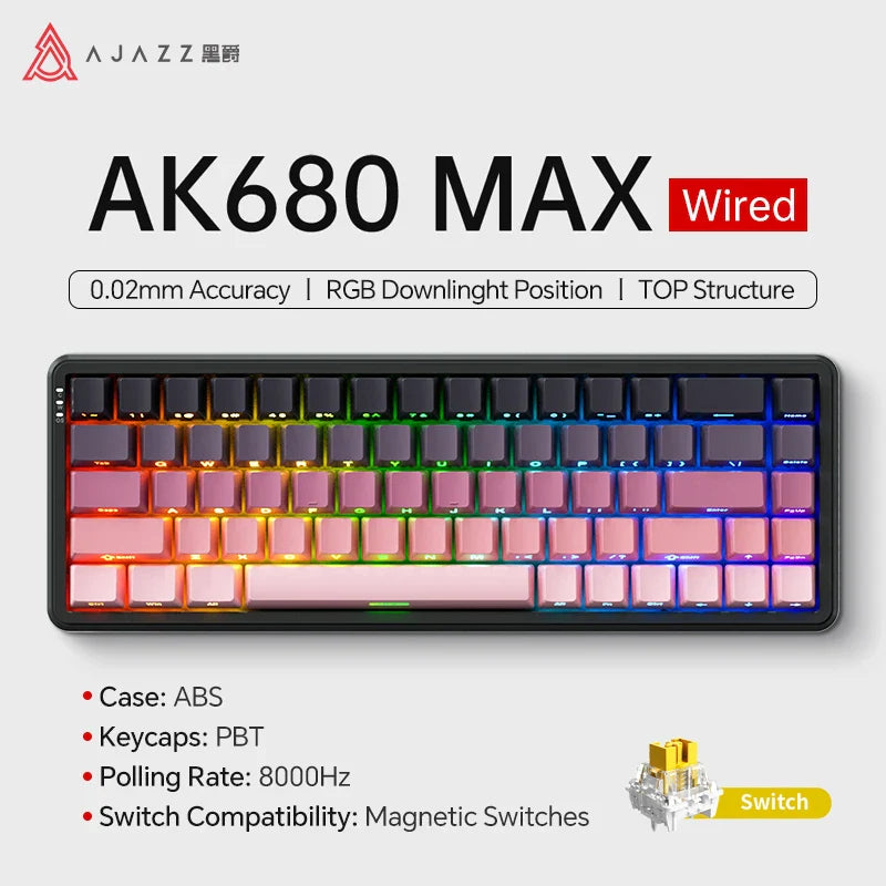 Mechanical Keyboard Sixty Mini Wireless ARGB Magnetic Hall PINK BLACK - Tophatter Daily Deals