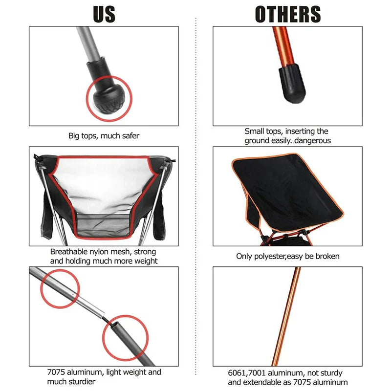Camping Folding Moon Chair Black Camp Furniture - Tophatter Daily Deals