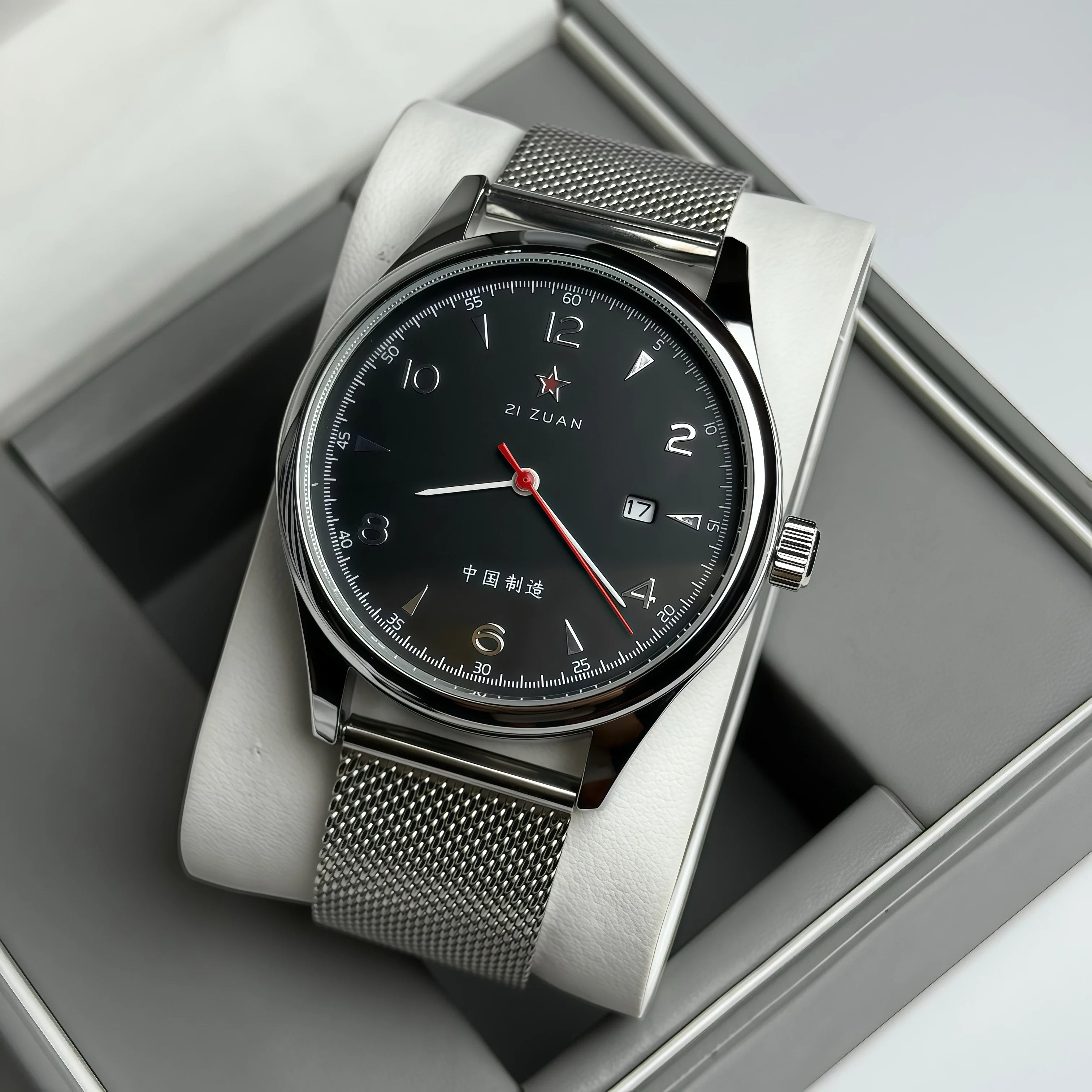 Pilot Watch 41mm Mesh Strap Stainless Steel Classic 4 - Tophatter Daily Deals