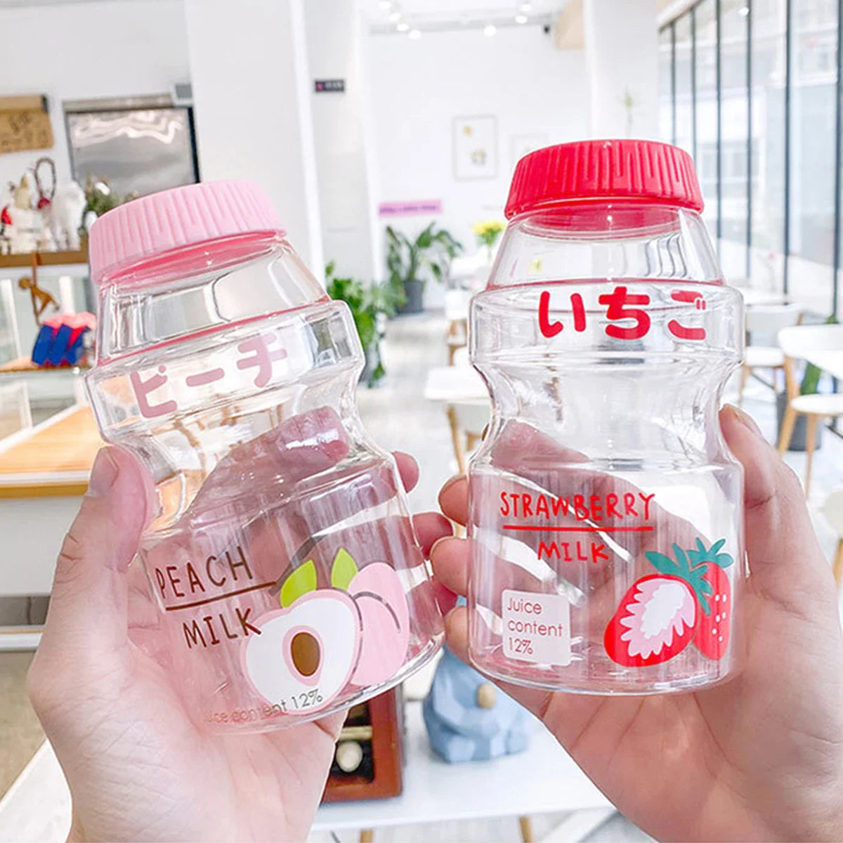 Milk Carton Shaped Water Bottle 480ml Pink, Red, Yellow, Green Food - Tophatter Daily Deals