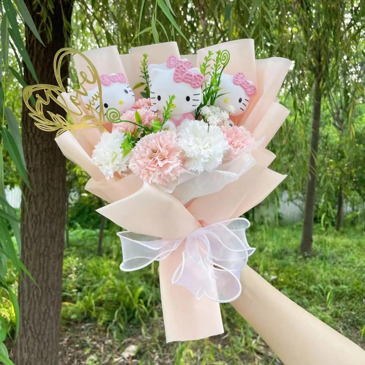 Sanrio Hello Kitty Plush Bouquet Flowers I Love You - Pink Flowers - Tophatter Daily Deals