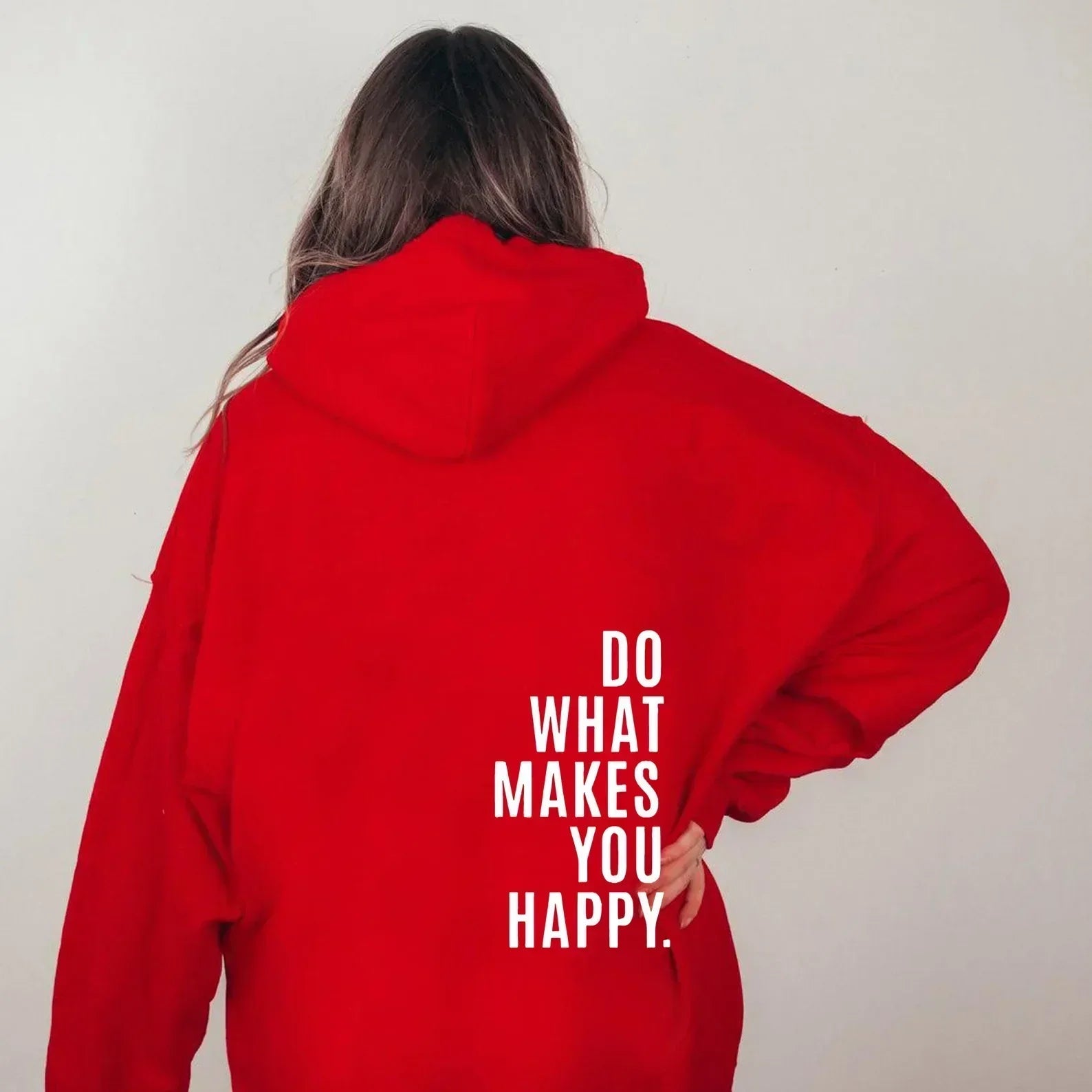 Oversized Women’s Hoodie - Back Print, Cotton, Everyday Red - Tophatter Daily Deals