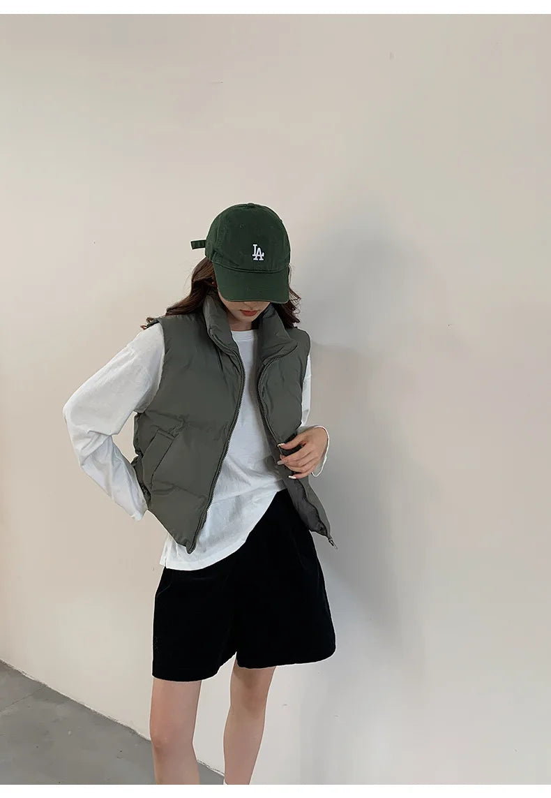 Lightweight Women's Down Vest - Cropped Boxy, Duck Fill - Tophatter Daily Deals