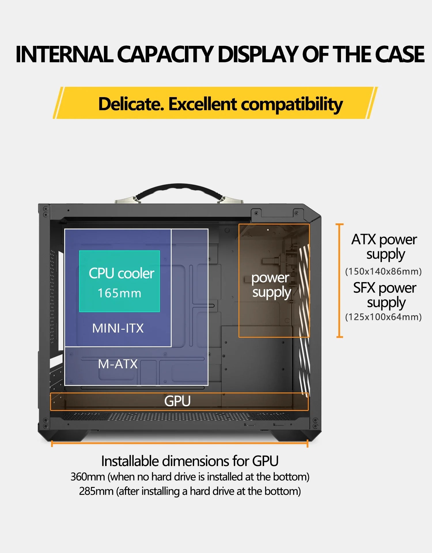 Mini ITX Case Glass Side 240mm Watercooling Portable - Tophatter Daily Deals