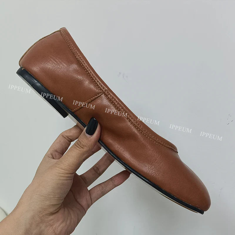 Lightweight Womens Split Toe Ballet Flats - Mary Jane, PU Brown - Tophatter Daily Deals