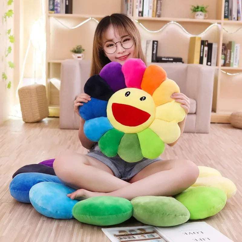 Japan Sunflower Face Plush Seat Cushion Rainbow Flower Flowers - Tophatter Daily Deals