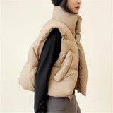Warm Women Short Down Vest - Stand-Up Collar, Winter - Tophatter Daily Deals