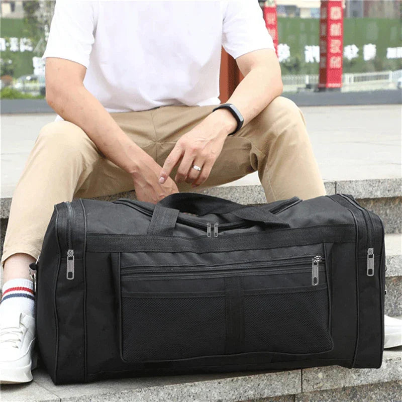 Travel Duffel Nylon Bag for Men and Women (Black) Luggage & Bags > Duffel Bags > Gym Duffel Bags - Tophatter Daily Deals