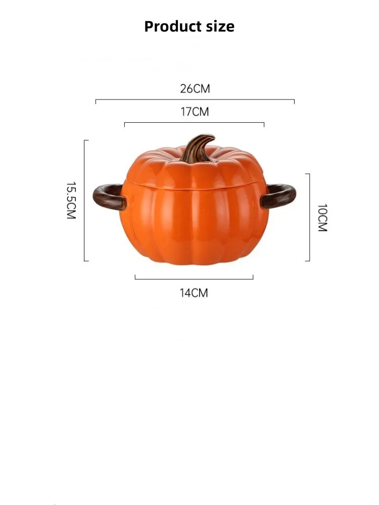 Pumpkin Soup Pot 1.4L Ceramic Bowl With Lid Halloween - Tophatter Daily Deals