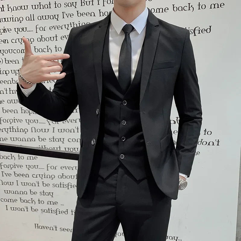 Mens Business Suit Set Blazer (Black) Apparel & Accessories > Clothing > Suits - Tophatter Daily Deals