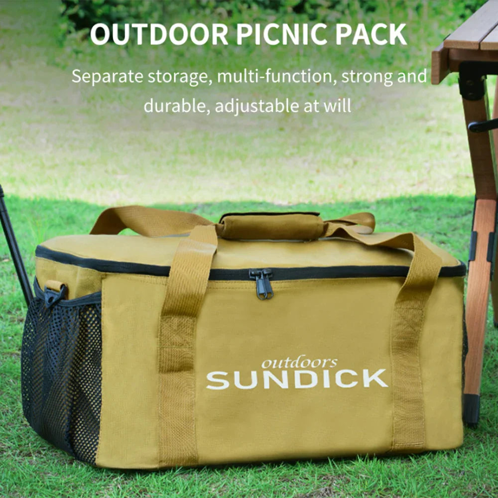 Outdoor Waterproof Picnic Bag Storage Organizer Khaki Duffel Bags - Tophatter Daily Deals