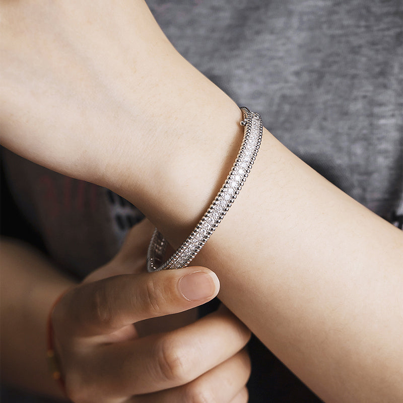 Moissanite 2mm Bracelet 18K Gold Plated Tennis Bangle - Tophatter Daily Deals