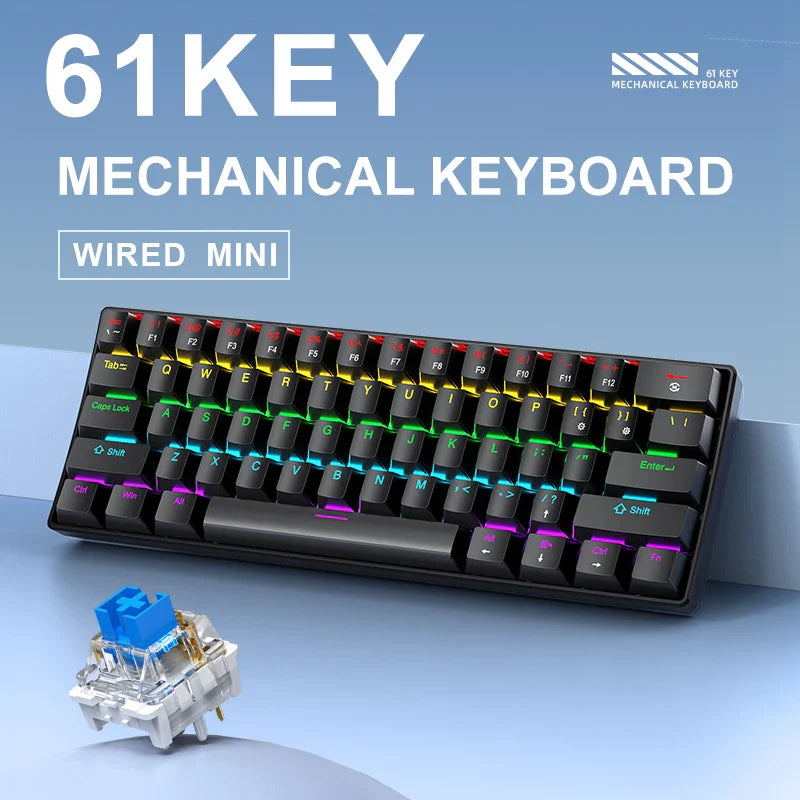 60 Percent Mechanical Mini Keyboard Wired RGB Portable - Tophatter Daily Deals