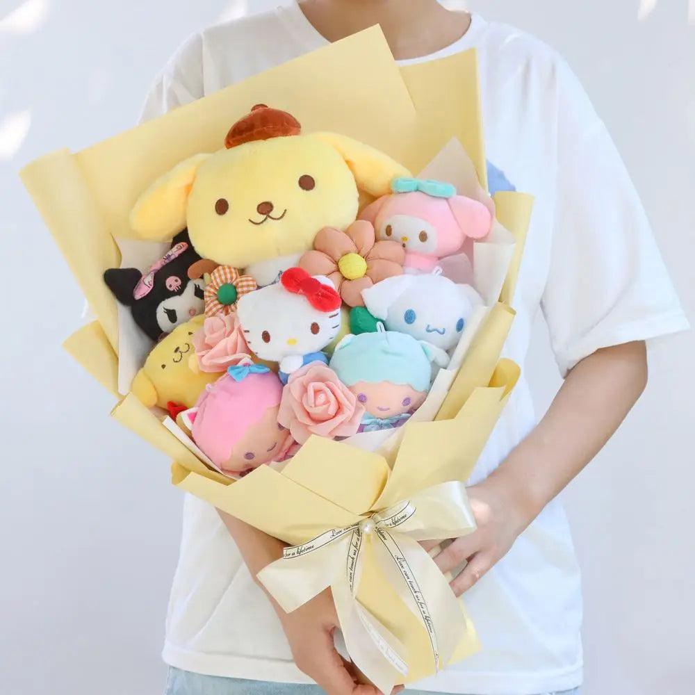 Sanrio Kawaii Plush Bouquet Cute Soft Stuffed Toys PomPomPurin Flowers - Tophatter Daily Deals