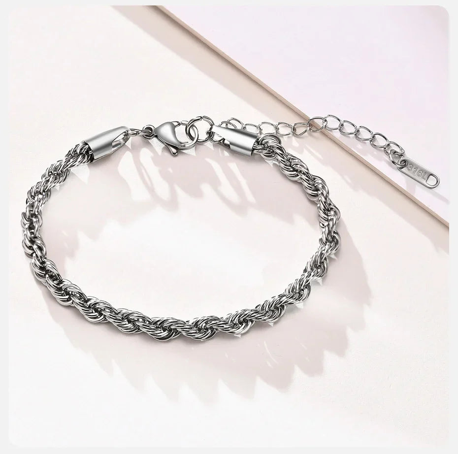 Stainless Steel Rope Chain Bracelet Twisted Singapore - Tophatter Daily Deals