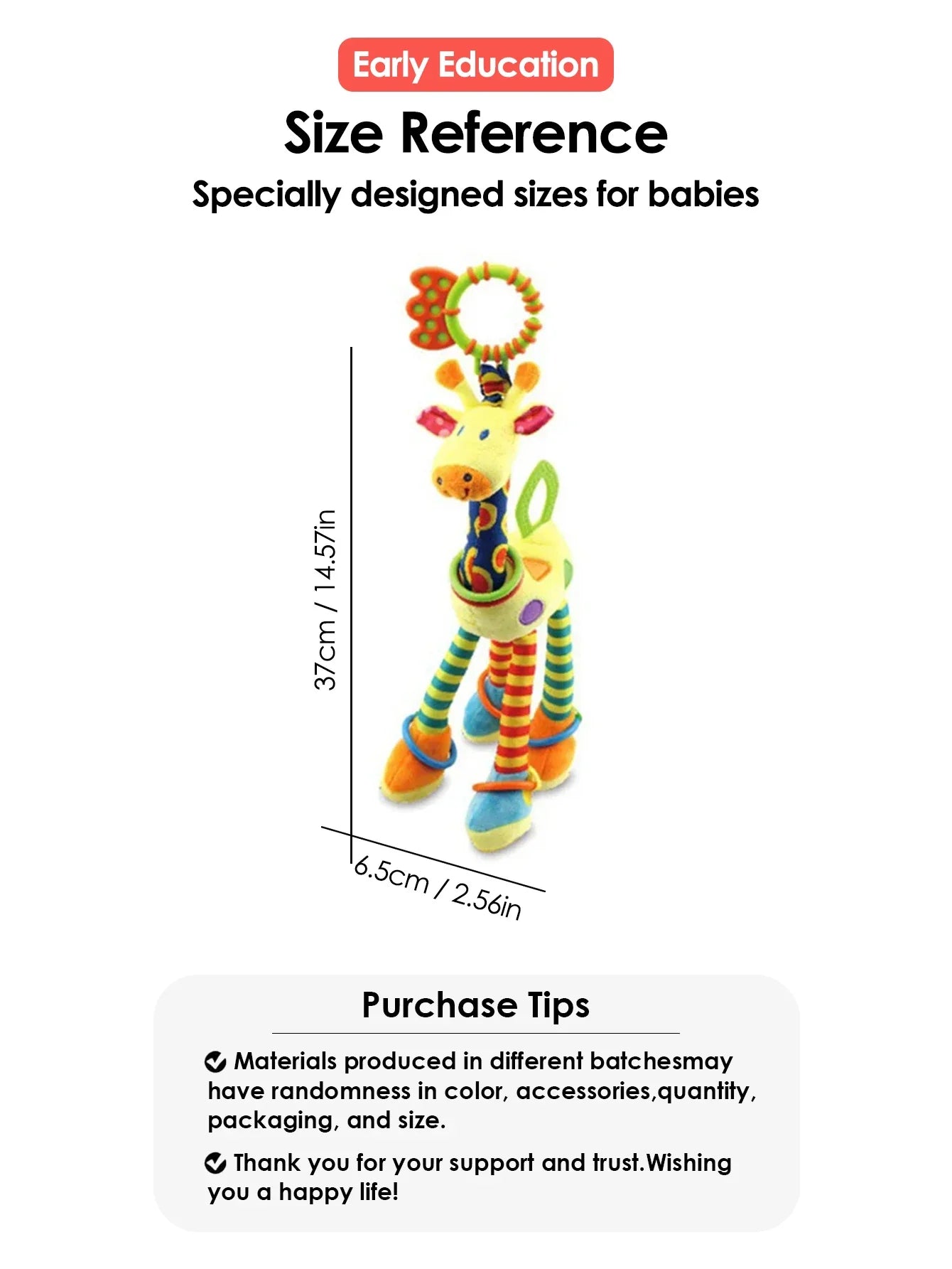 Soft Giraffe Baby Rattle Hanging Plush Newborn Sensory Toys - Tophatter Daily Deals