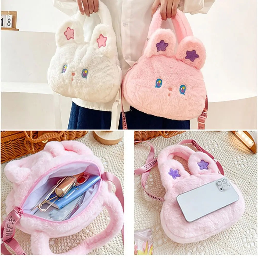 Rabbit Fur Star Bunny Plush Chain Bag Plush Cushion Animals - Tophatter Daily Deals