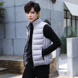 Insulating Men's Puffer Vest - Quilted Cotton Blend, Winter Grey - Tophatter Daily Deals