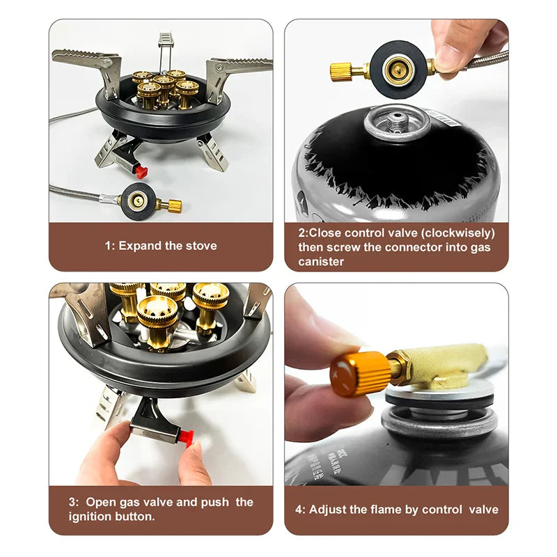 16000W High-Pressure Camping Gas Stove Black Camp Cooking - Tophatter Daily Deals