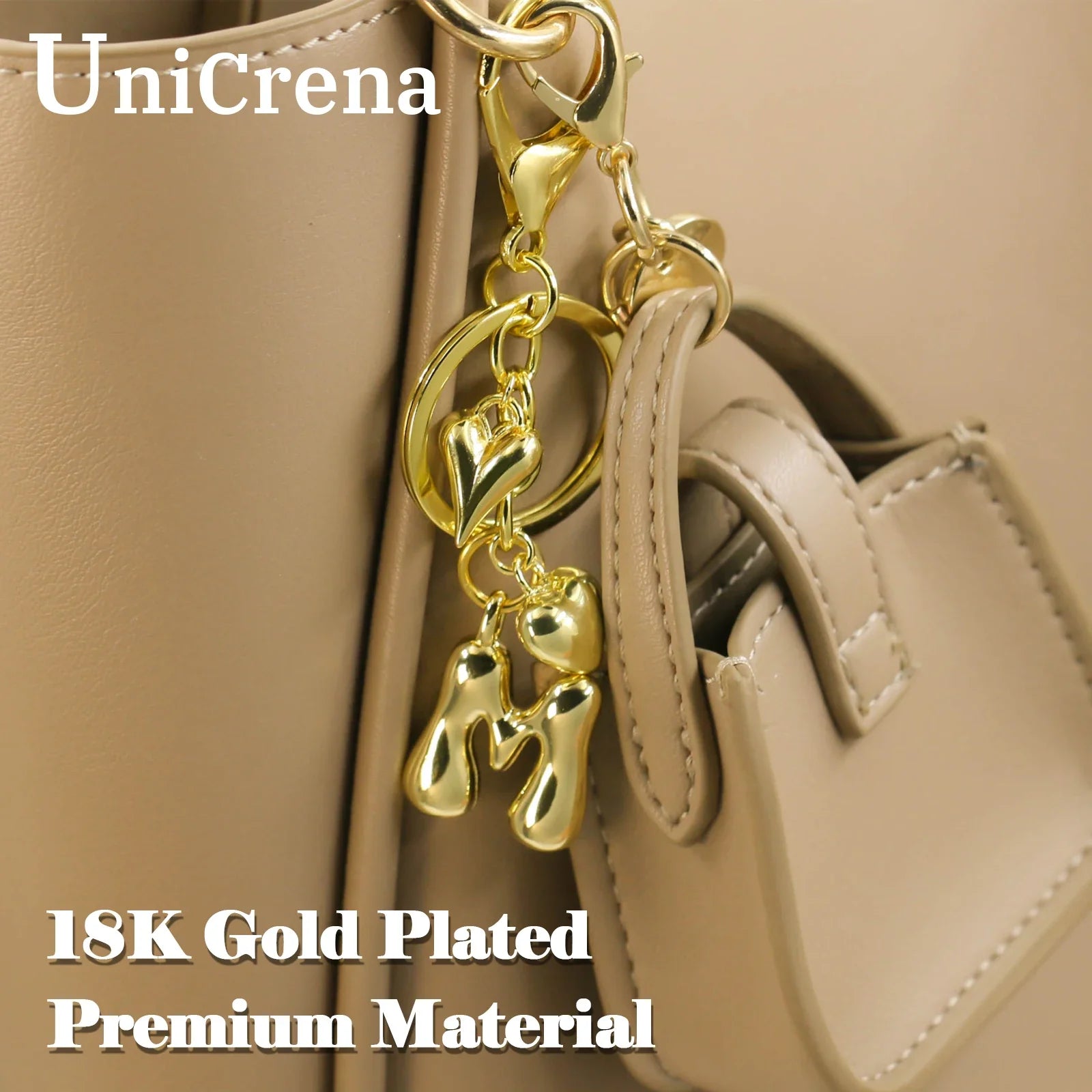 Personalized Keychain Gold Bubble Letter Bag Charm Gift - Tophatter Daily Deals