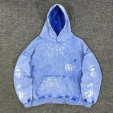 Oversized Men's Hooded Sweatshirt - Washed Cotton Street Blue - Tophatter Daily Deals