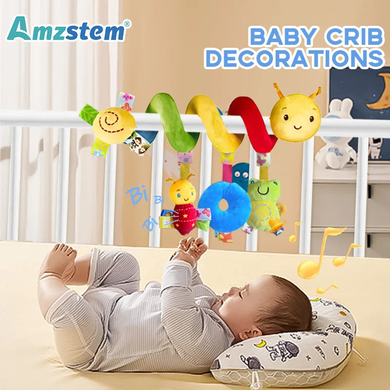 Baby Hanging Car Seat Toy With Squeaker Rattles 0 To 12M - Tophatter Daily Deals