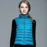Lightweight Women's Sleeveless Vest - Quilted Nylon, Warm Lake Blue - Tophatter Daily Deals