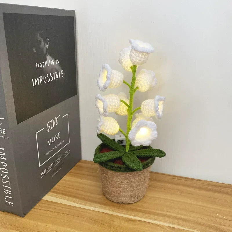 Knitted Lily Of The Valley Cotton Rope Pot Lamp Cozy White - Tophatter Daily Deals