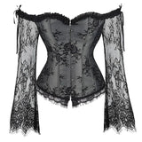 Supportive Women's Corset Top - Off Shoulder, Lace Satin - Tophatter Daily Deals