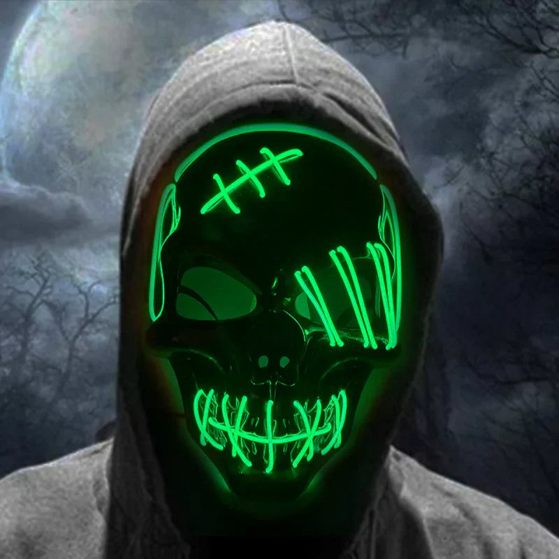 LED Glowing Skull Mask Full Face Halloween 2025 Cosplay - Tophatter Daily Deals