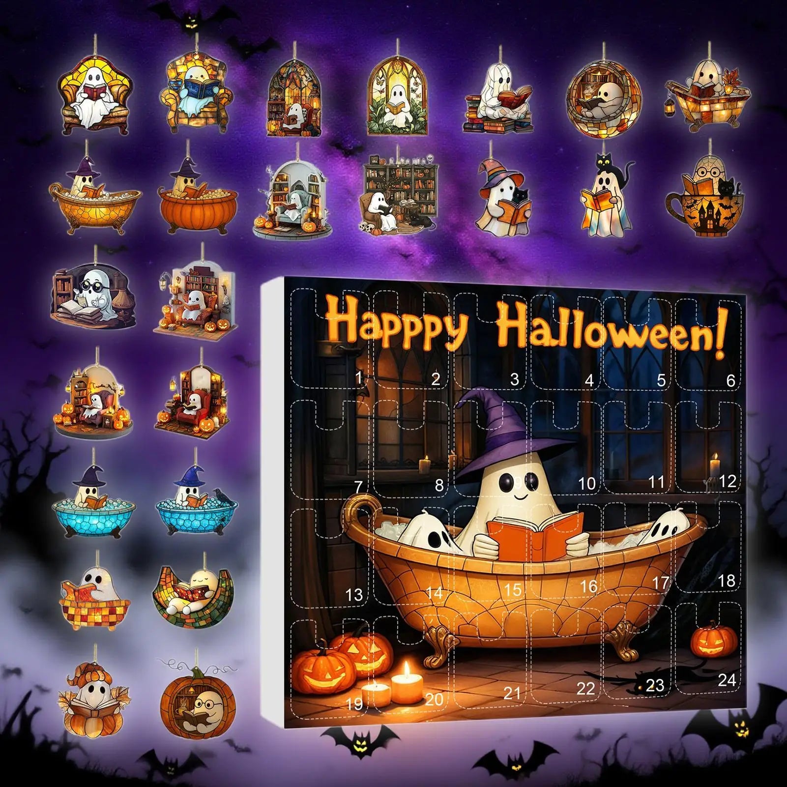 Halloween Countdown Calendar 24 Acrylic Ghosts Decor - Tophatter Daily Deals