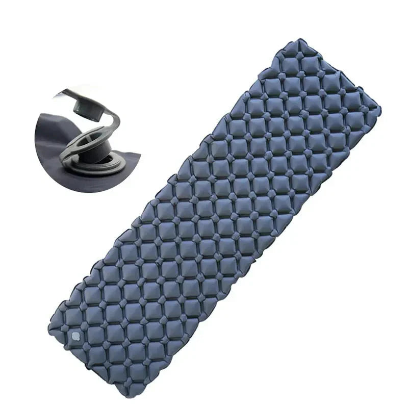 Inflatable Camping Sleeping Pad Nylon Air Mattress Blue - Tophatter Daily Deals